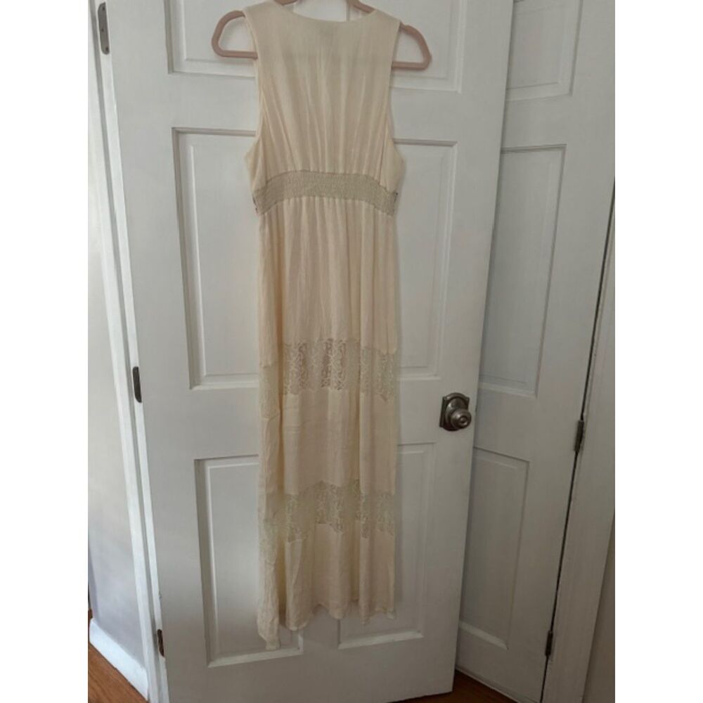 Flying Tomato Cream Empire Waist Maxi Dress with Lace, Size L - Picture 3 of 7